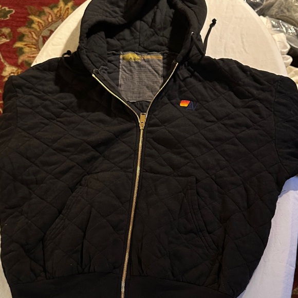 Aviator Nation Black Quilted Hoodie with Rainbow Patch - Picture 4 of 5